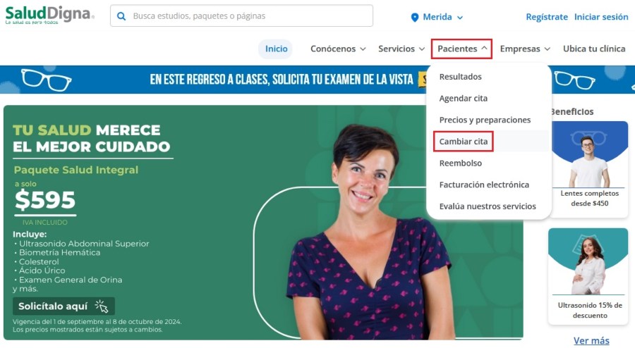 Cambios en mi cita Salud Digna, como cambiar una cita paso 1 Cambios en mi cita Salud Digna, como cambiar una cita paso 1