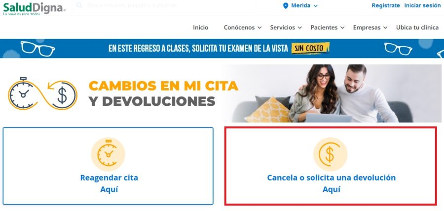 Devoluciones y reembolso en Salud Digna - Cómo cancelar cita Paso 2